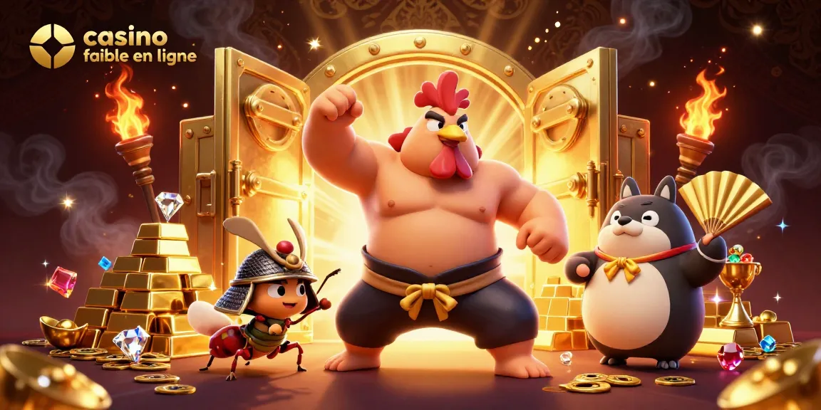 Visualisez le casino fiable en ligne avec un sumo combattant et des trésors éblouissants scintillants.
