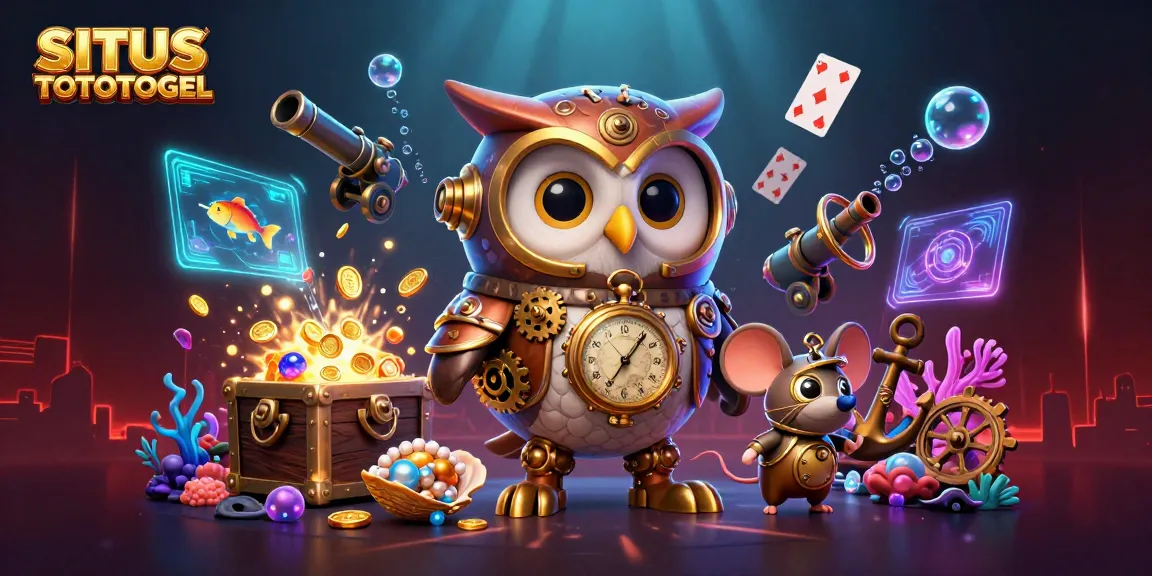 Experience gambling excitement with SITUS TOTOTOGEL in a vibrant, 3D adventure scene.