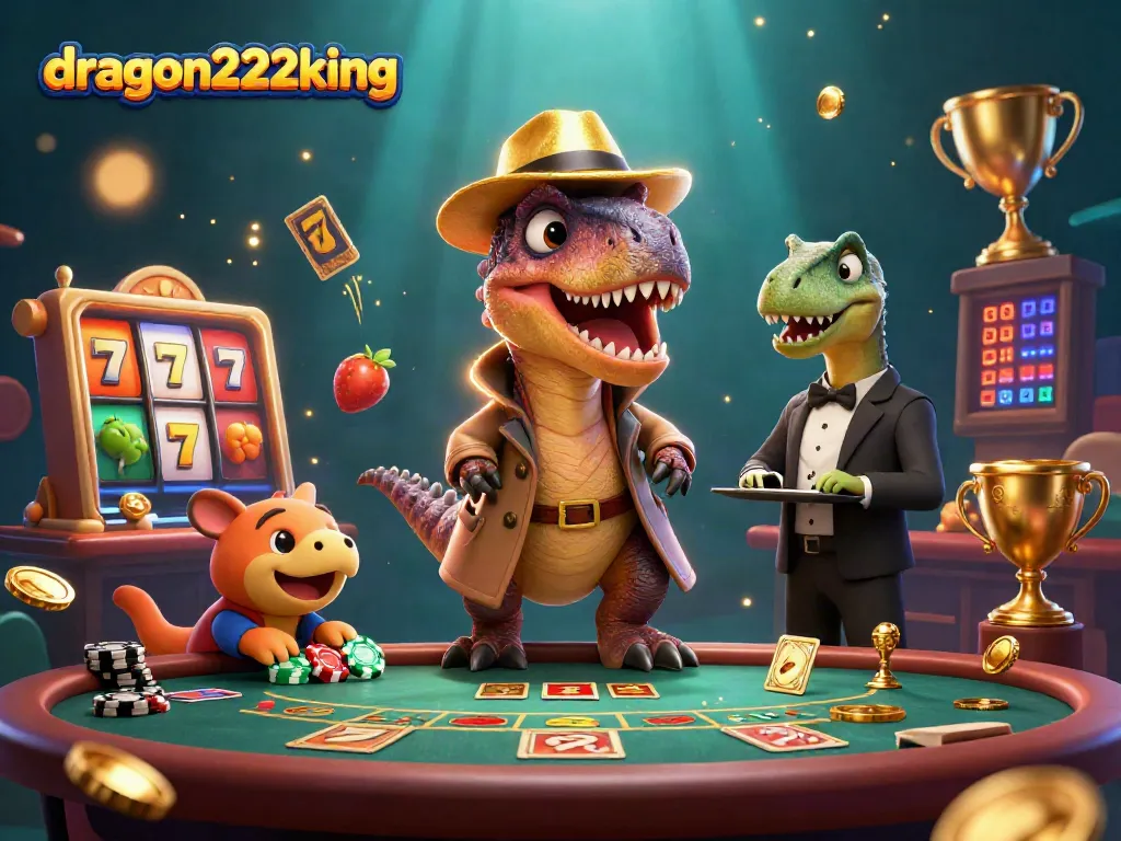Experience thrilling action at dragon222king with cartoon slot game characters in an exciting scene.