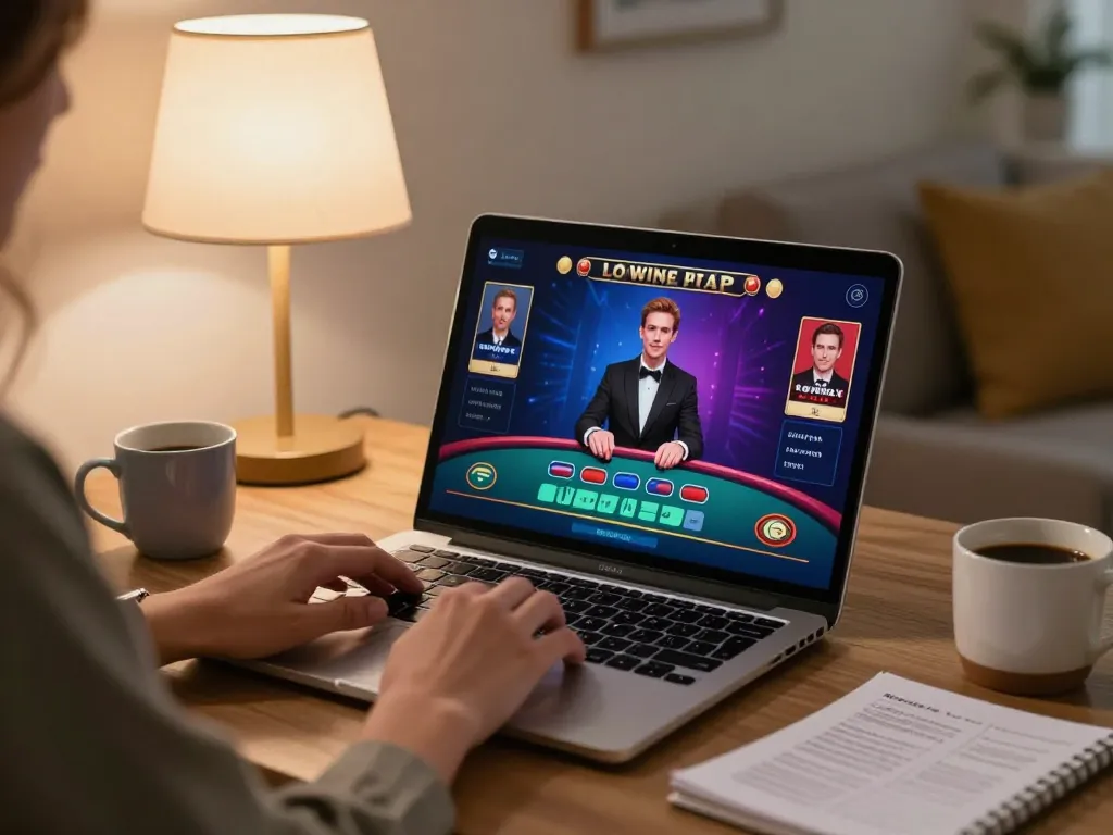 Engaging in strategic live blackjack gameplay at home on 92slot interface with warm ambience.
