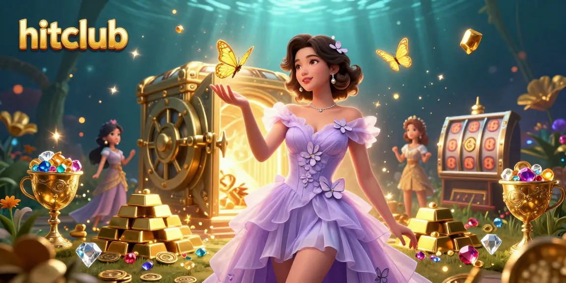 Experience exciting gaming at hitclub with vibrant 3D casino characters and golden treasures.
