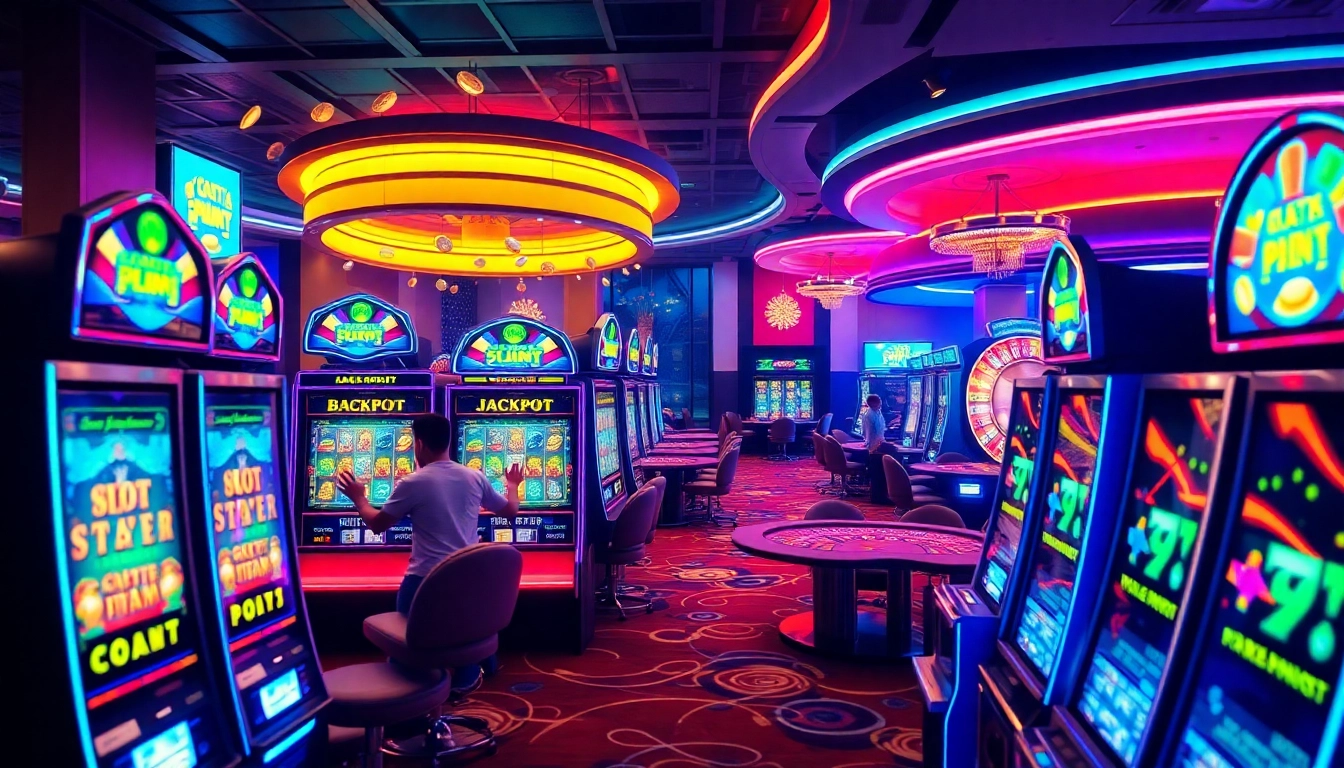Players enjoying the exciting slot scatter hitam machines in a vibrant casino environment.