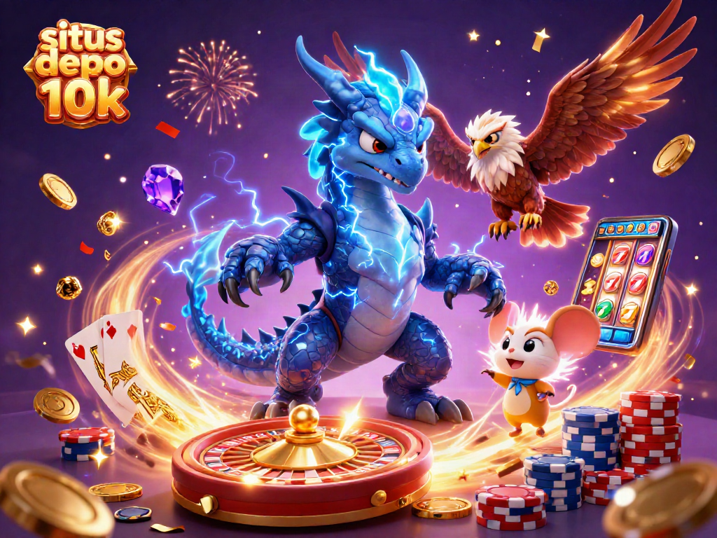 Experience the thrill of situs depo 10k with epic 3D casino characters and vibrant gaming elements.