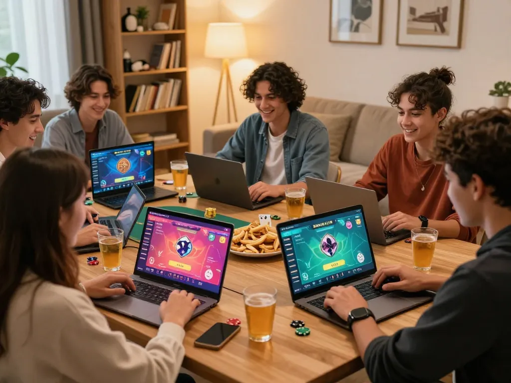 MMLIVE app showcasing friends playing poker together online, highlighting interactions and gaming excitement.