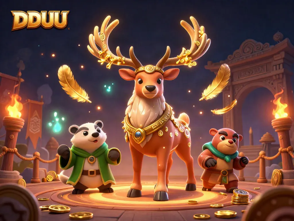 Experience DDUU with this vibrant scene including Celtic druid and wise badger in a dynamic casino atmosphere