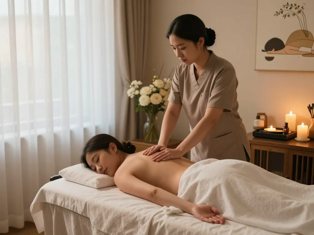 마포스웨디시 massage therapy scene in a serene spa