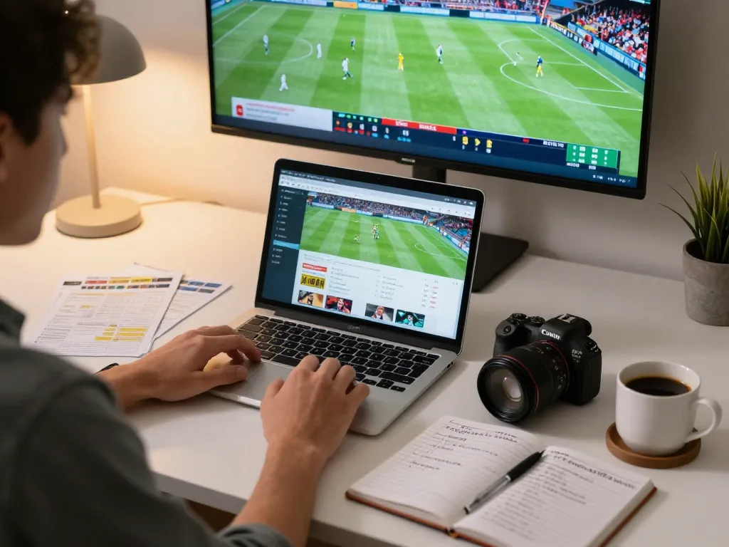 Engaged in web cá độ bóng đá, a person bets on live sports from a stylish home office