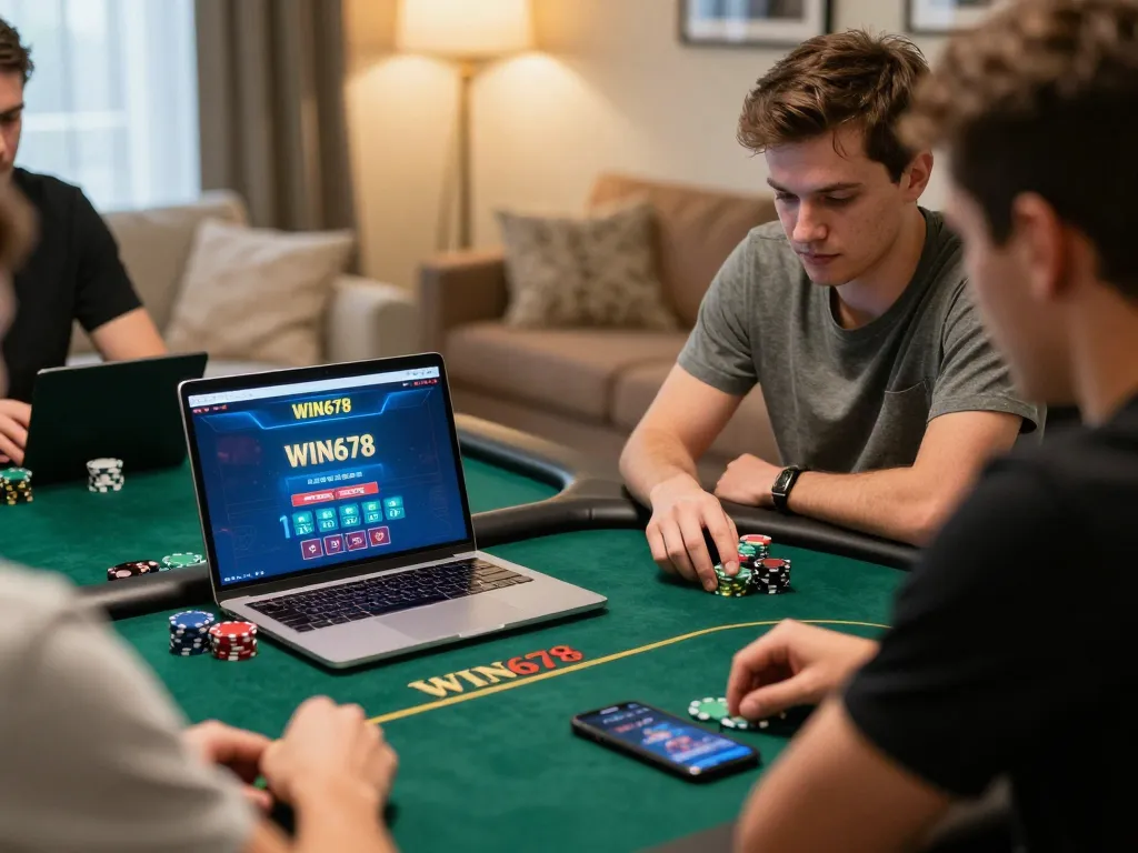 Players engage with the WIN678 platform, showcasing an exciting online poker experience.