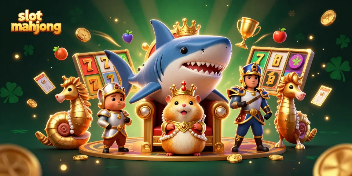 Engaging slot mahjong scene with golden hamster king, seahorse guards, and dynamic elements showcasing vibrant gaming action.