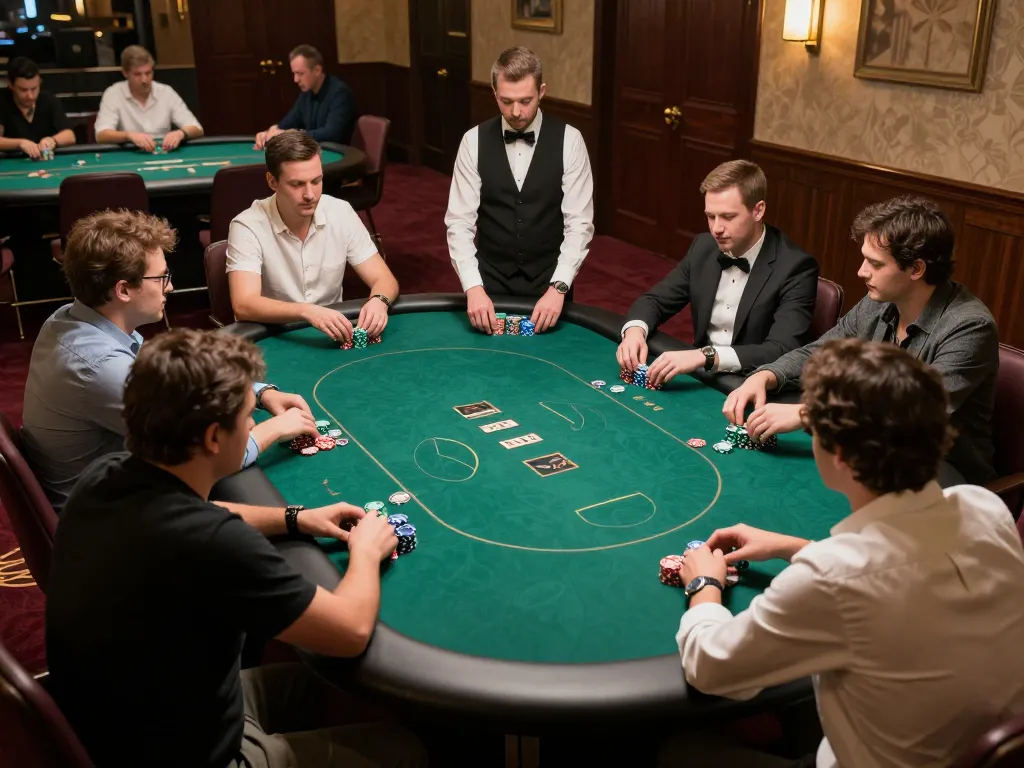 Players strategizing in a luxury poker room showcasing vipwin excitement and high-stakes gameplay