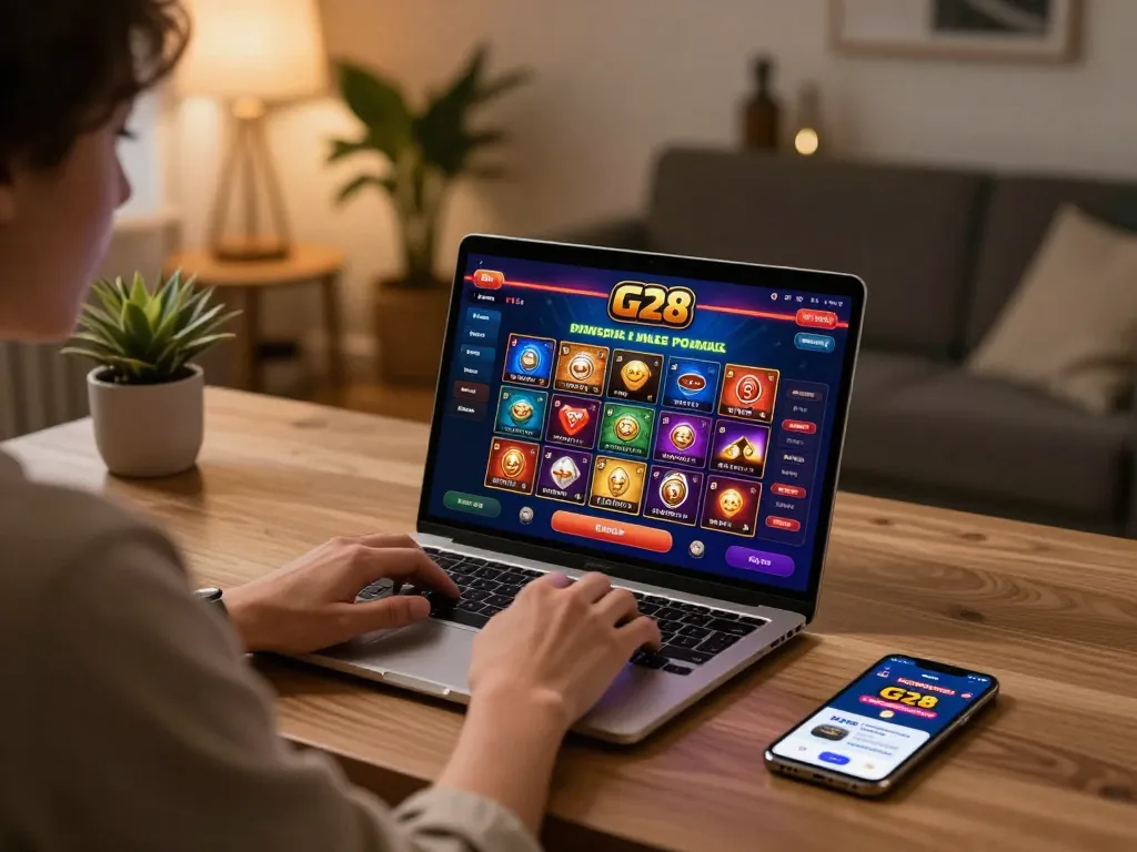 Experience G28's thrilling online poker action at home with an engaging gaming setup.