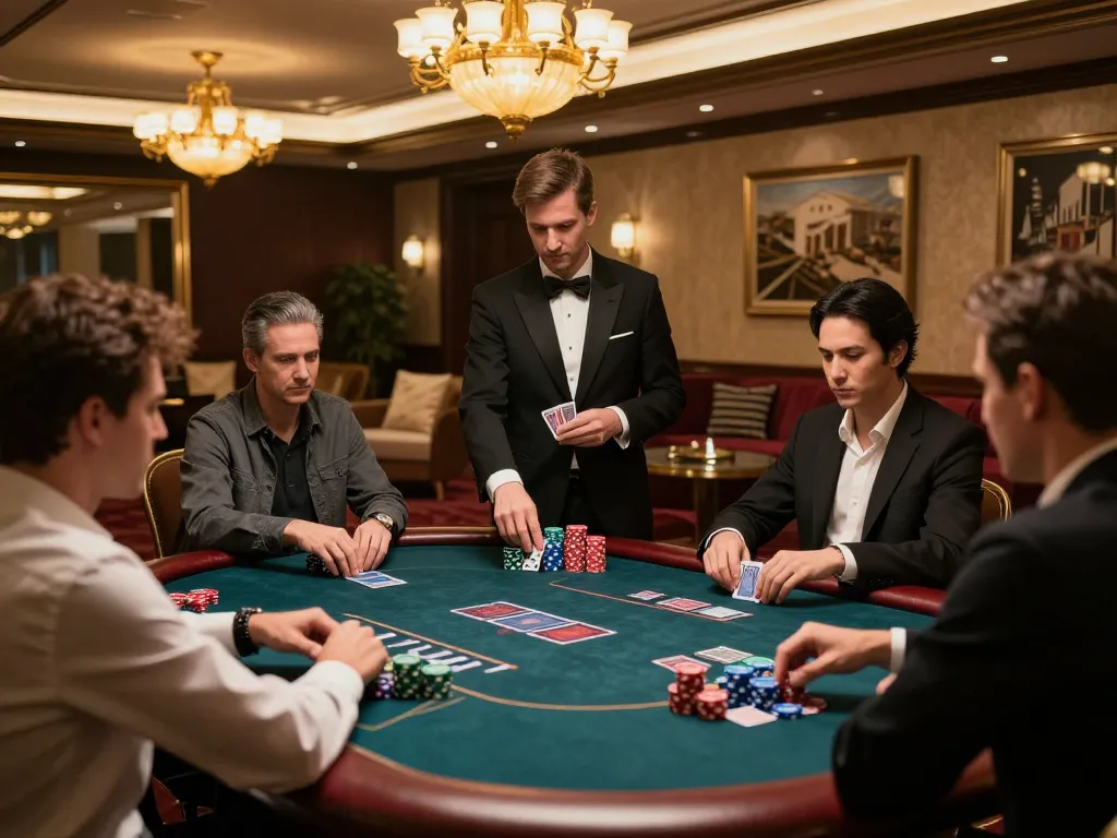 iWin players engaged in high-stakes poker game in luxurious VIP gaming room atmosphere