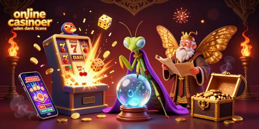 Experience thrilling online casinoer uden dansk licens with vibrant slot machines and characters.
