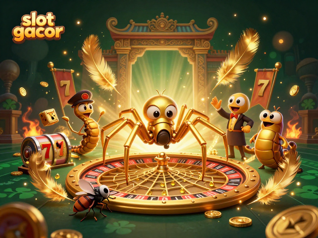 Slot gacor menunjukkan laba besar dengan simbol jackpot berkilauan di arena permainan.