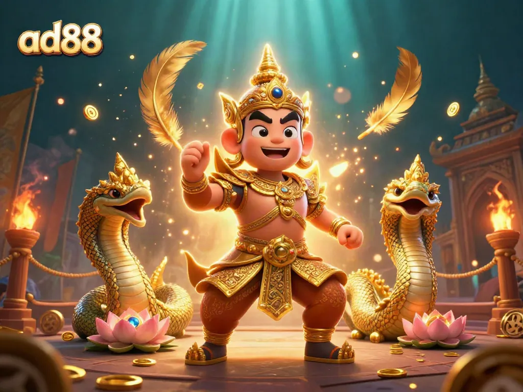 Experience thrilling gaming action with ad88's vibrant casino scene featuring exotic guardians and gold rewards.
