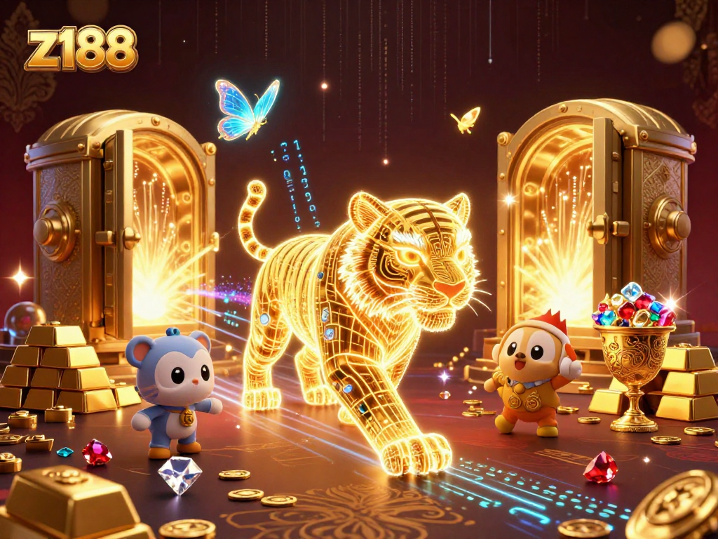 Experience z188's thrilling games with the golden tiger leading a digital casino adventure.