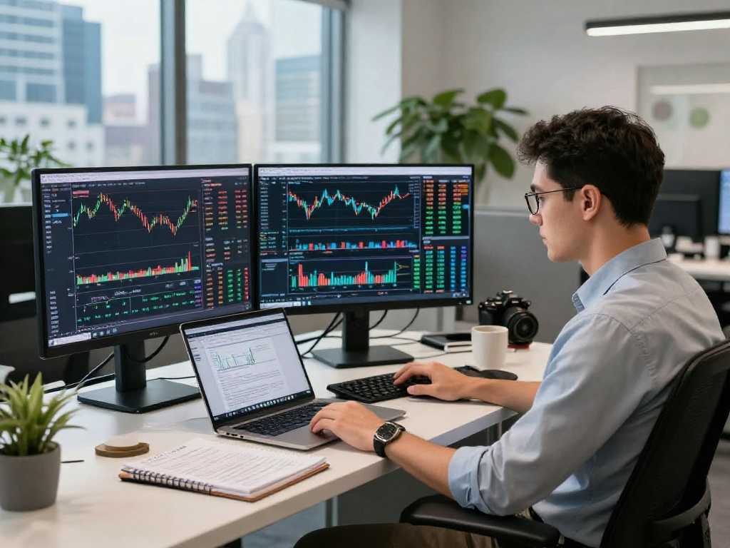 TradingView charts displayed in a modern trading workspace, trader analyzing market data.