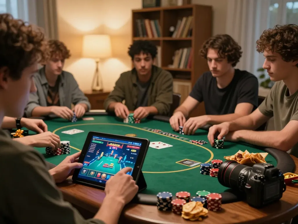 Engaging online gaming experience at tg88 with warm cozy setup and vibrant poker play.