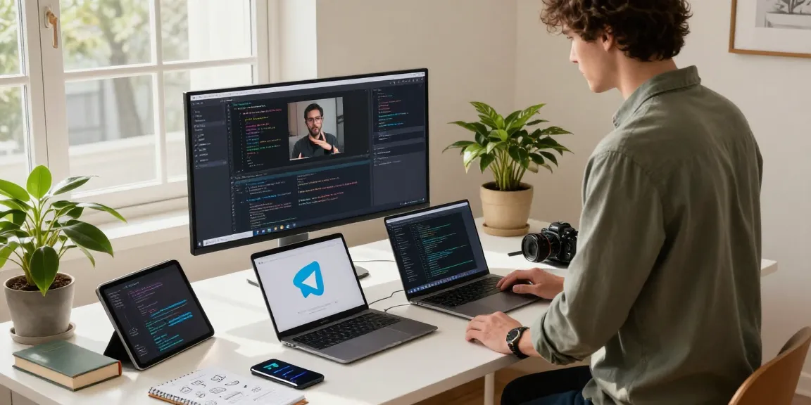 Active developer in a modern workspace discussing telegram china apk features, showcasing a tech-savvy environment.
