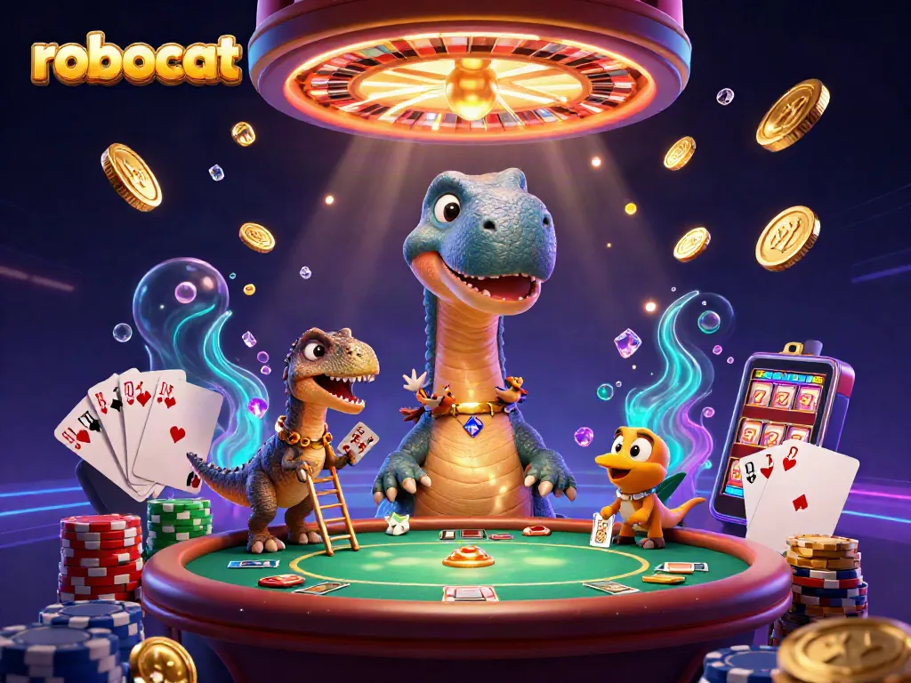 Experience the thrill of robocat gaming with vibrant visuals of dynamic casino action.