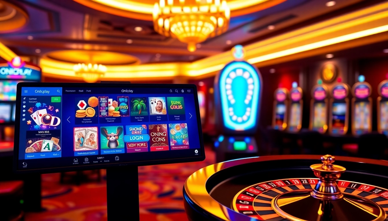 Onicplay displaying an engaging online casino interface with vibrant games and login features.