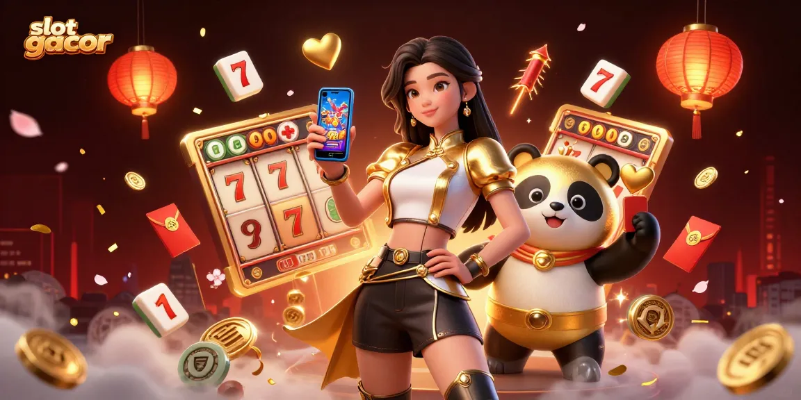 Spin the slot gacor for jackpot wins with engaging casino game visuals and a lucky panda mascot.