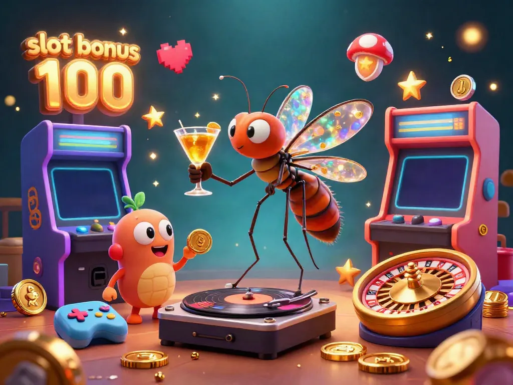 Engage with the thrilling world of slot bonus 100 featuring dynamic 3D characters and casino elements.