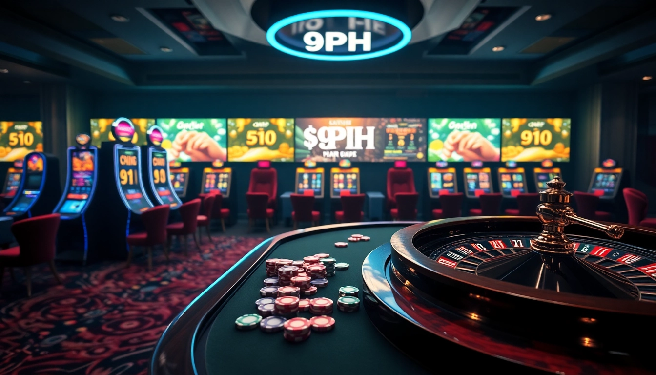Experience the thrill of betting at 9PH with vibrant casino gaming elements and dynamic screens.