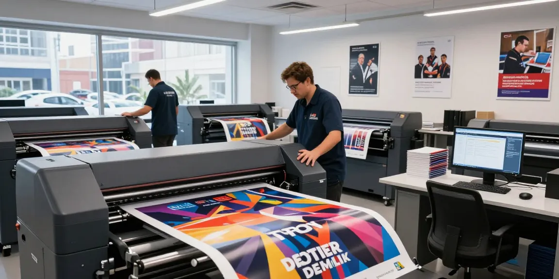 Innovative Poster Printer Machines in a modern workspace with vibrant designs.