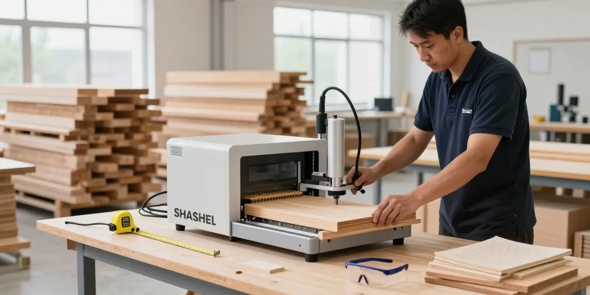 Shashel technician using microwave technology for effective pest elimination in wood treatment.