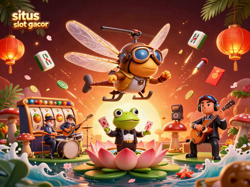Engage with situs slot gacor through 3D vibrant casino illustration featuring dynamic gambling elements.