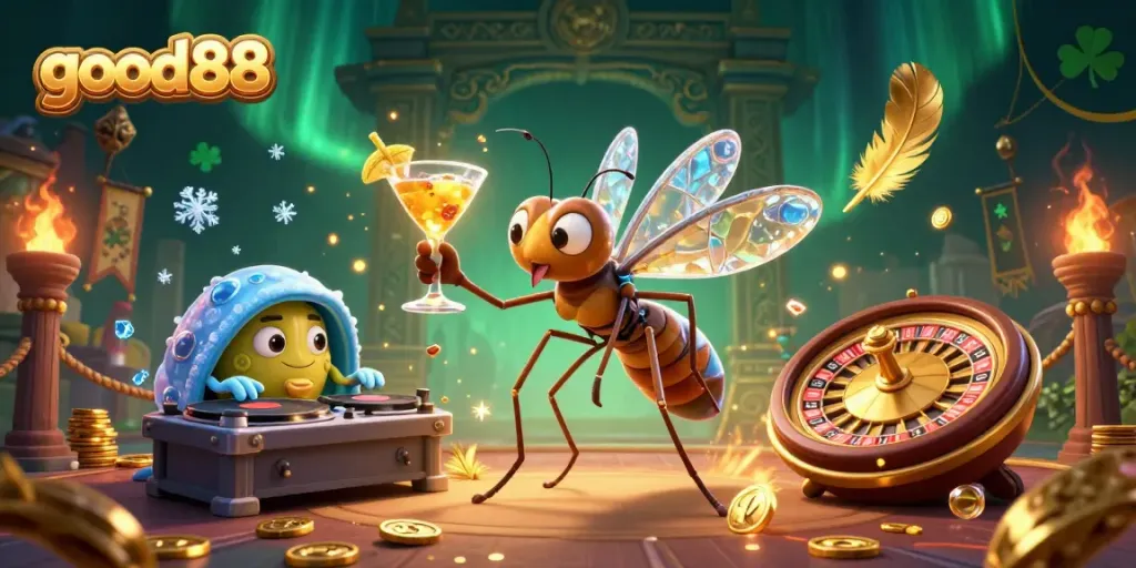 Experience thrilling gaming with good88 as the frozen mosquito casino mascot comes alive in vibrant 3D detail.