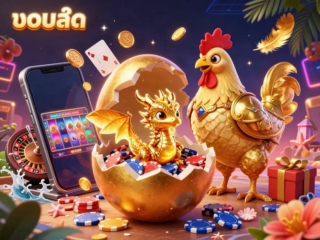 Experience exciting betting with บอลสด as a golden dragon emerges from a nest of poker chips.