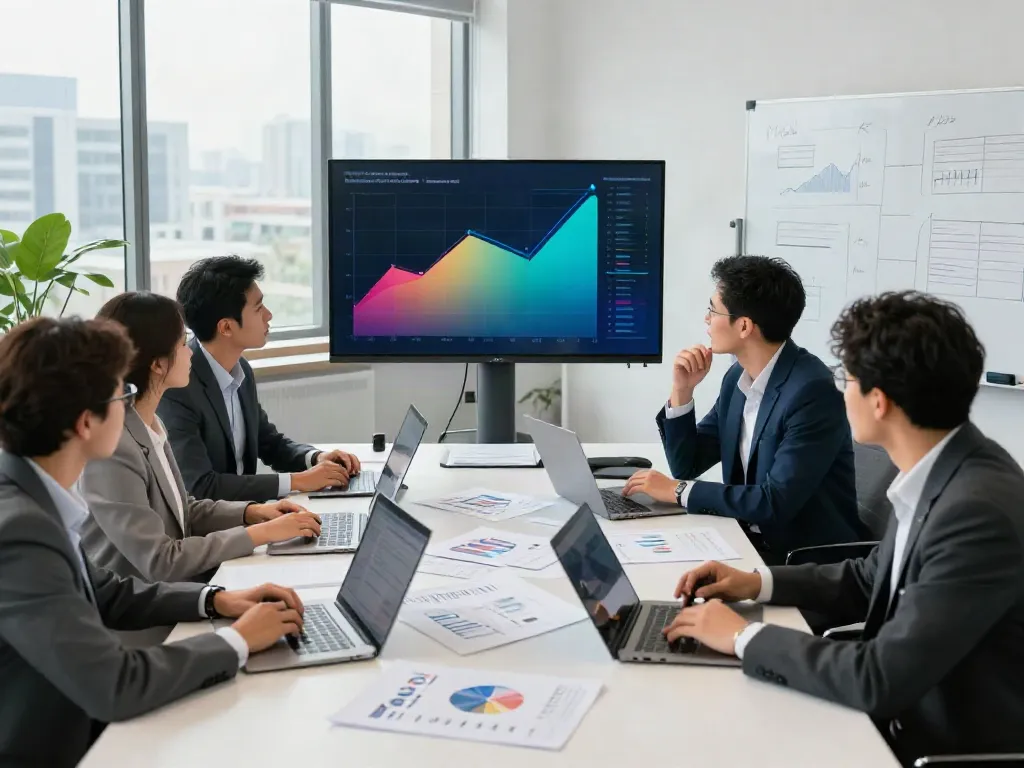 Team collaborating on distressed debt advisory strategies in a modern office.