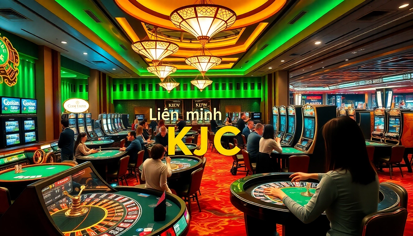 Players enjoying casino games at Liên minh KJC, highlighting a luxurious gambling experience.