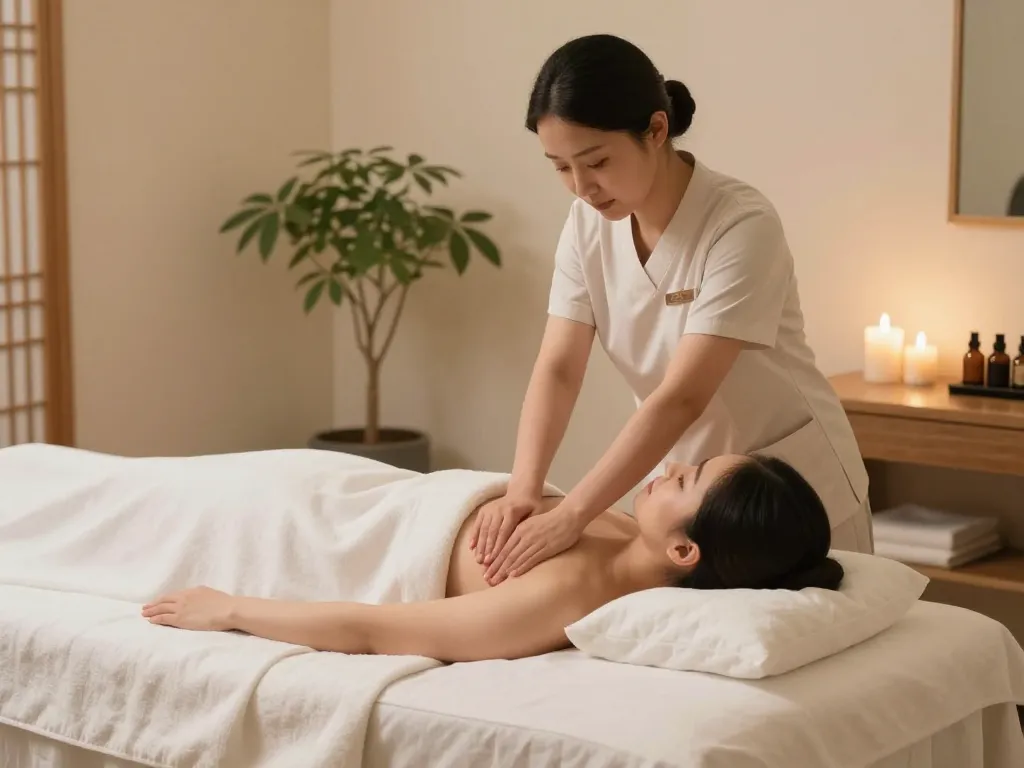 Relaxing 잠실스웨디시 massage session in a tranquil wellness center with soothing ambiance.