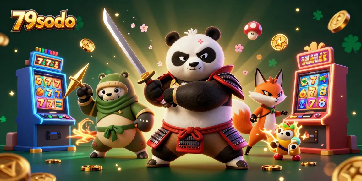 Engage in thrilling gaming with 79sodo as a panda warrior and ninja fox showcase slot excitement.