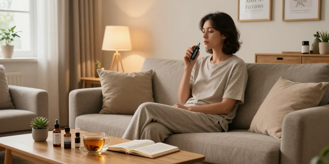 Experience natural wellness with the Lost Mary BM6000 vape device, featuring CBD oils and herbal teas for a peaceful evening routine.