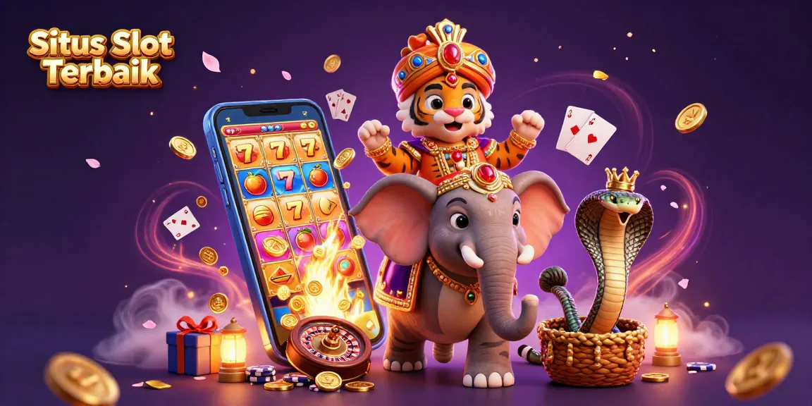 Situs Slot Terbaik menghadirkan ilustrasi game yang menyenangkan dengan karakter maharaja dan slot jackpot.