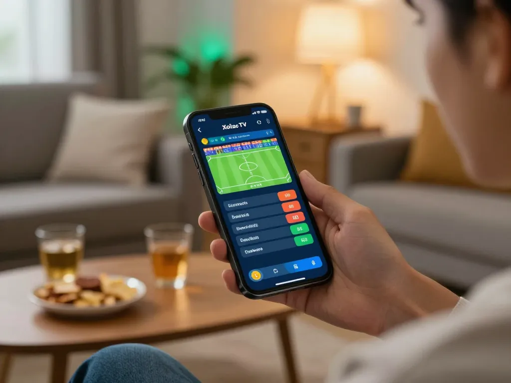 Xoilac app user placing a sports bet, showcasing a modern mobile gambling scene with engaging live interface.