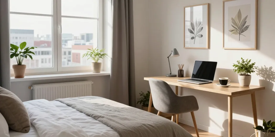 Gemütliches Monteurzimmer in Hannover mit modernem Arbeitsplatz und angenehmer Atmosphäre.
