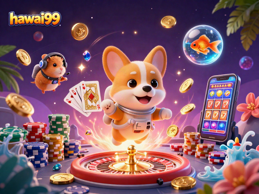 Experience excitement with hawai99 in a vibrant, action-filled casino scene.