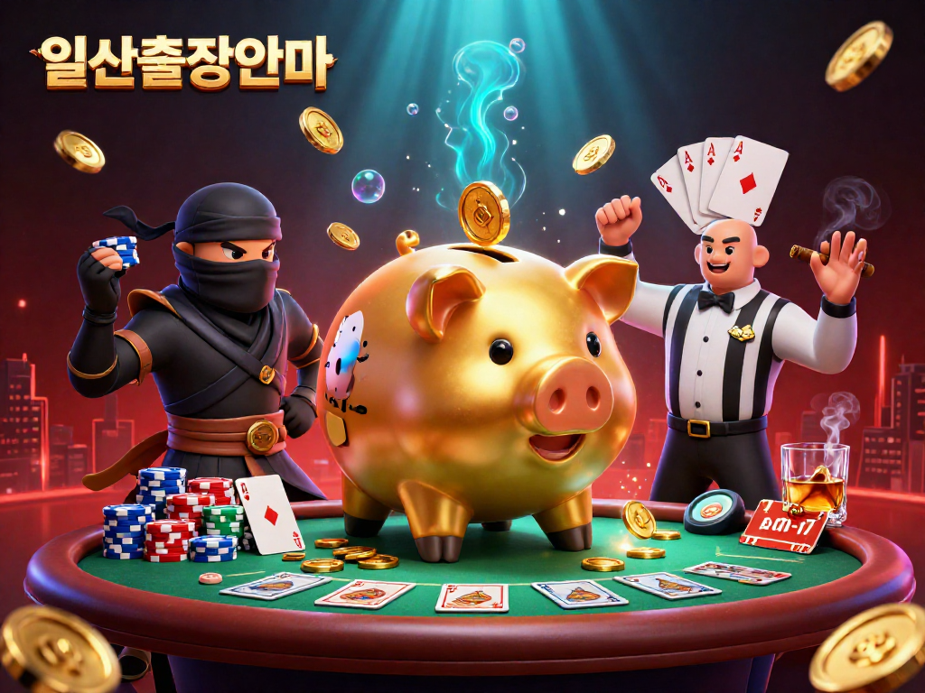 Experience thrilling 일산출장안마 action with dynamic cartoon characters battling at a vibrant poker table.