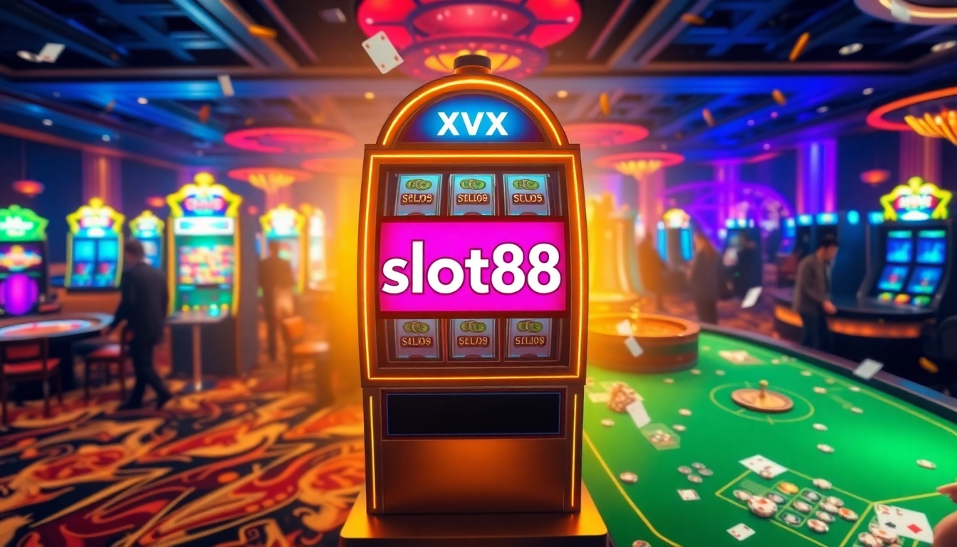 Experience the excitement of winning at slot88 with vibrant slot machines and a luxurious casino atmosphere.