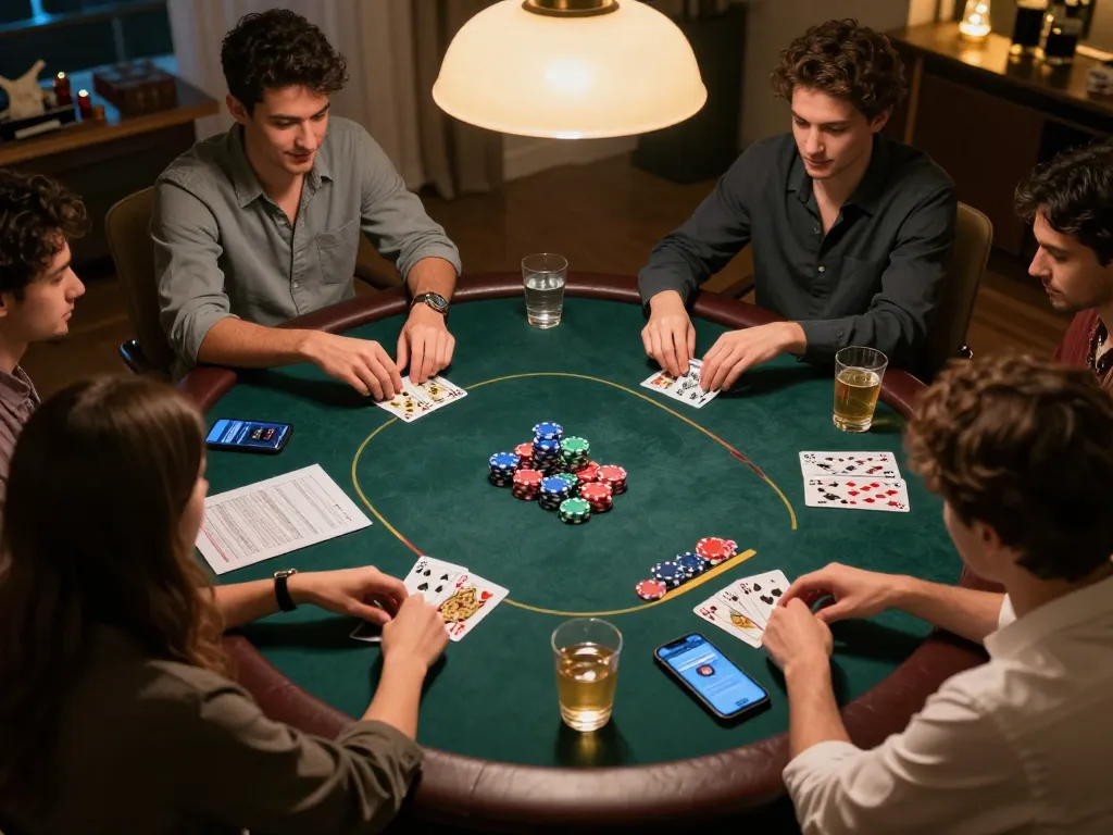 Playing poker with friends at home using UU88's online gaming platforms for exciting action