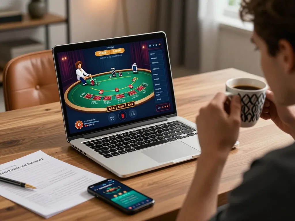 Pemain LGO99 terlibat dengan blackjack dealer langsung di kantor rumah modern