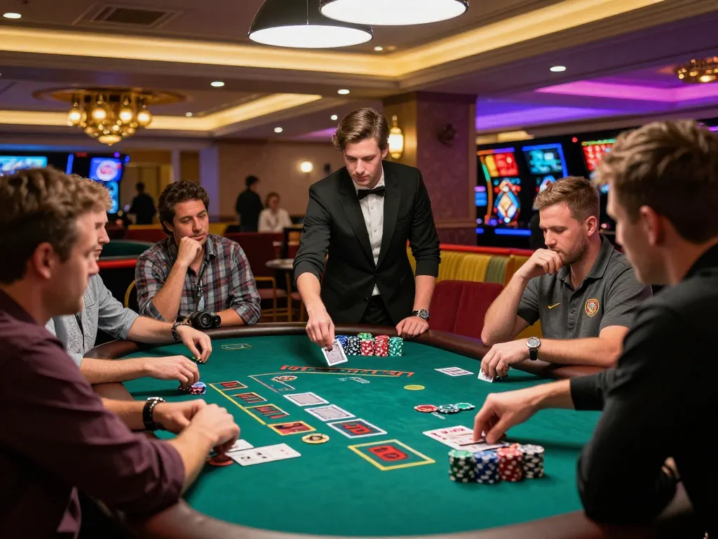 Players at the blackjack table in s666 casino showing intense gameplay and strategy.