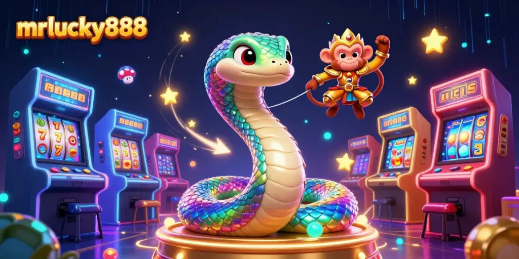 Experience exciting gaming thrills with mrlucky888 in this dynamic casino illustration.