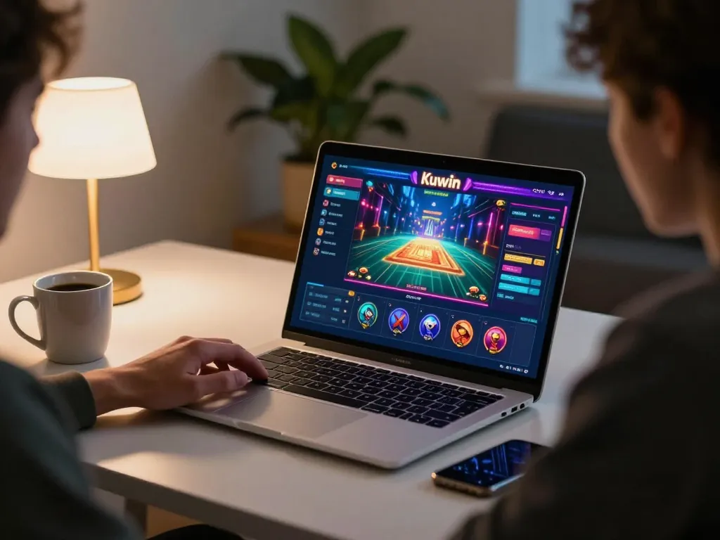 Kuwin player strategically engaging in an online casino game from a cozy home setup.