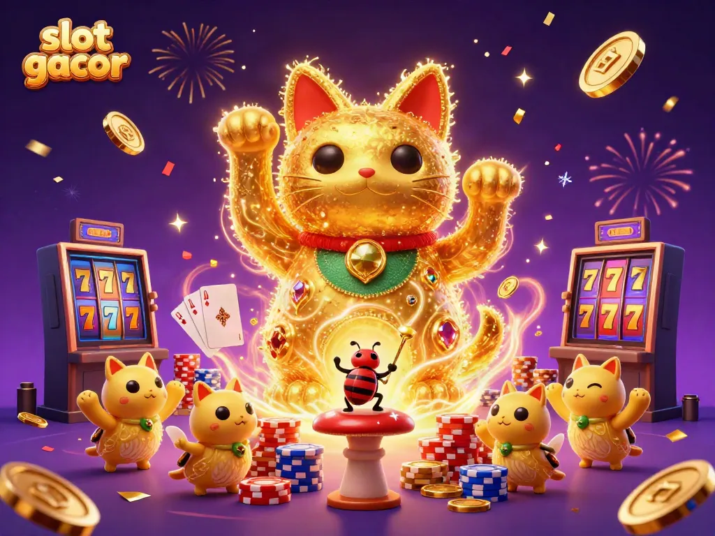 Slot gacor: Menyaksikan lucunya kucing keberuntungan yang dibentuk oleh kunang-kunang emas di kasino.